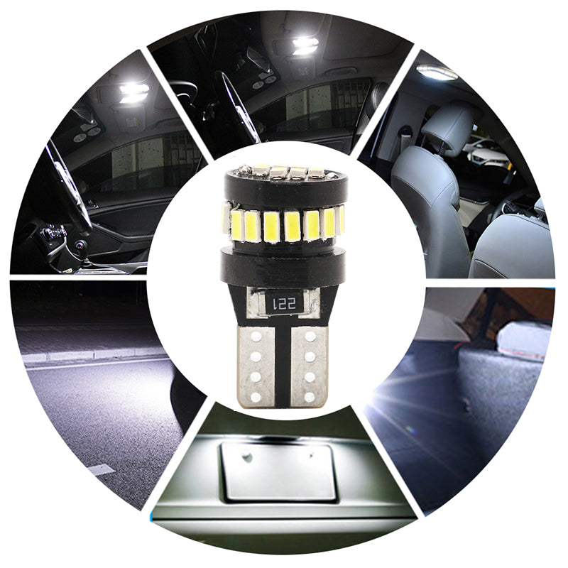 LED  Диодни Крушки За Габарит, Т10 W5W, 24 SMD, 12V, Бяла Светлина, Canbus - Error free , Без грешки