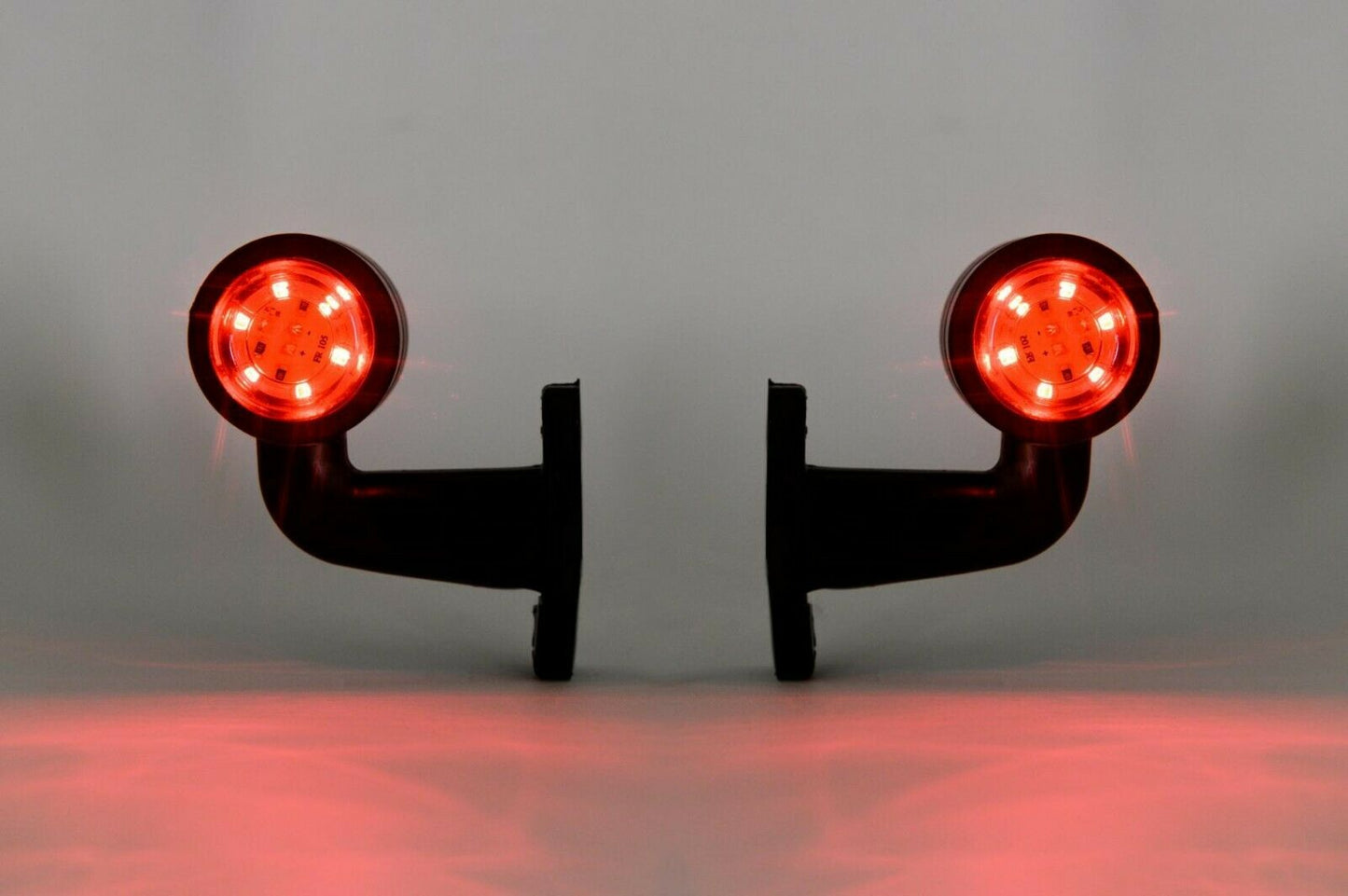 2x LED къси мини странични габаритни светлини тип рогче 12V 24V червено и бели за камион ремарке