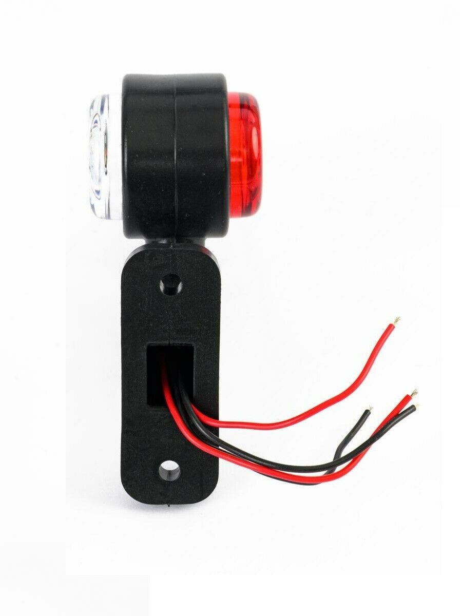 2x LED къси мини странични габаритни светлини тип рогче 12V 24V червено и бели за камион ремарке