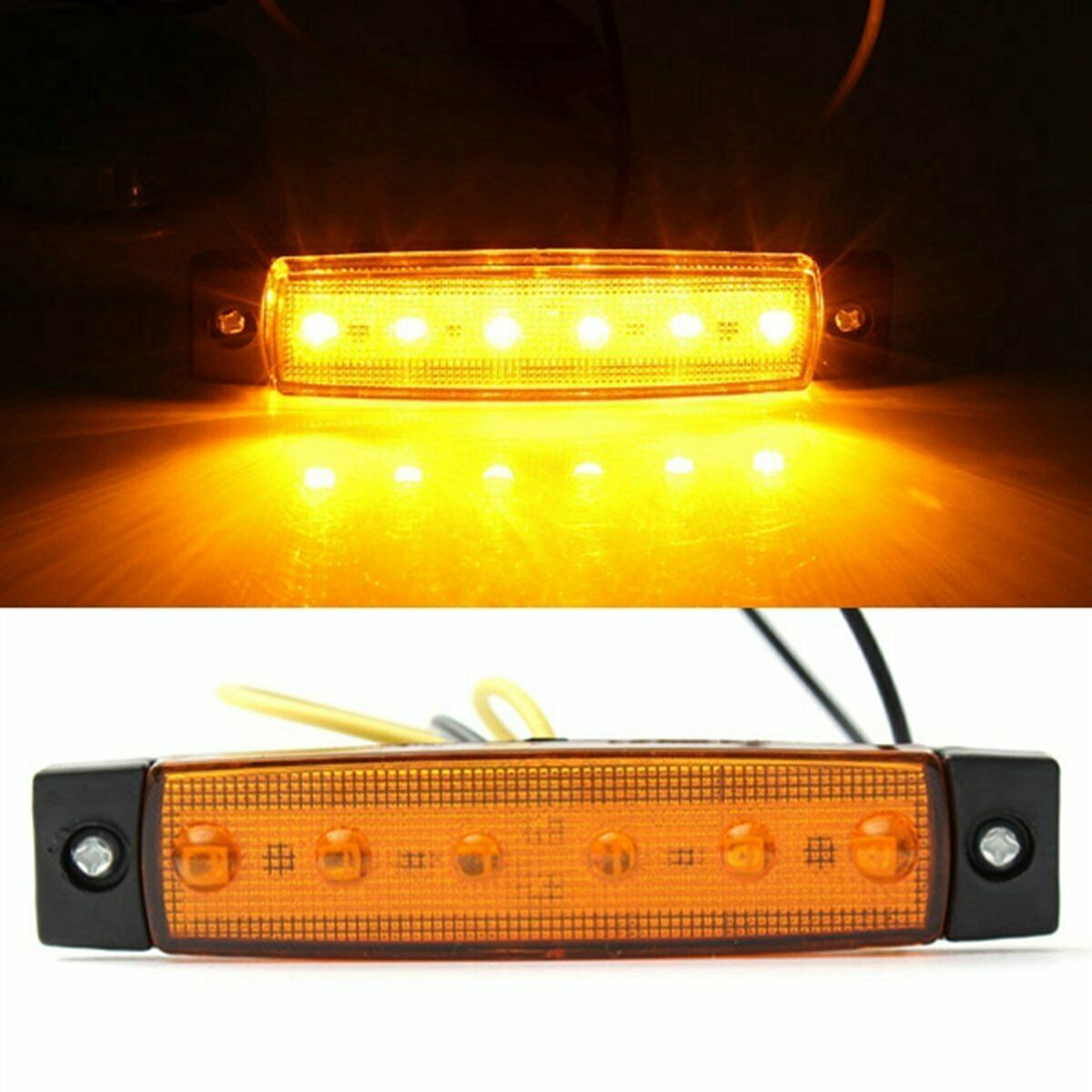 Светодиоден Маркер, габарит, токос, рибки, рибка, светлина със 6 LED за камион, бус, ван, ремарке, каравана, платформа, 12V оранжев