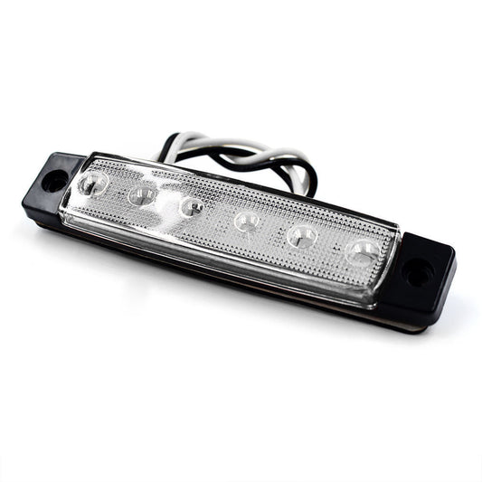 Светодиоден Маркер, габарит, токос, рибки, рибка, светлина със 6 LED за камион, бус, ван, ремарке, каравана, платформа, 24V бял