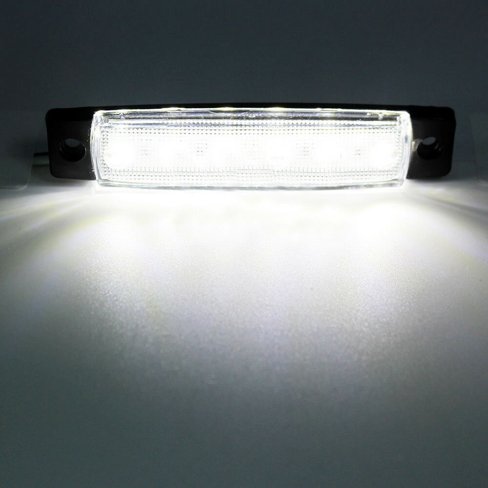 Светодиоден Маркер, габарит, токос, рибки, рибка, светлина със 6 LED за камион, бус, ван, ремарке, каравана, платформа, 24V бял