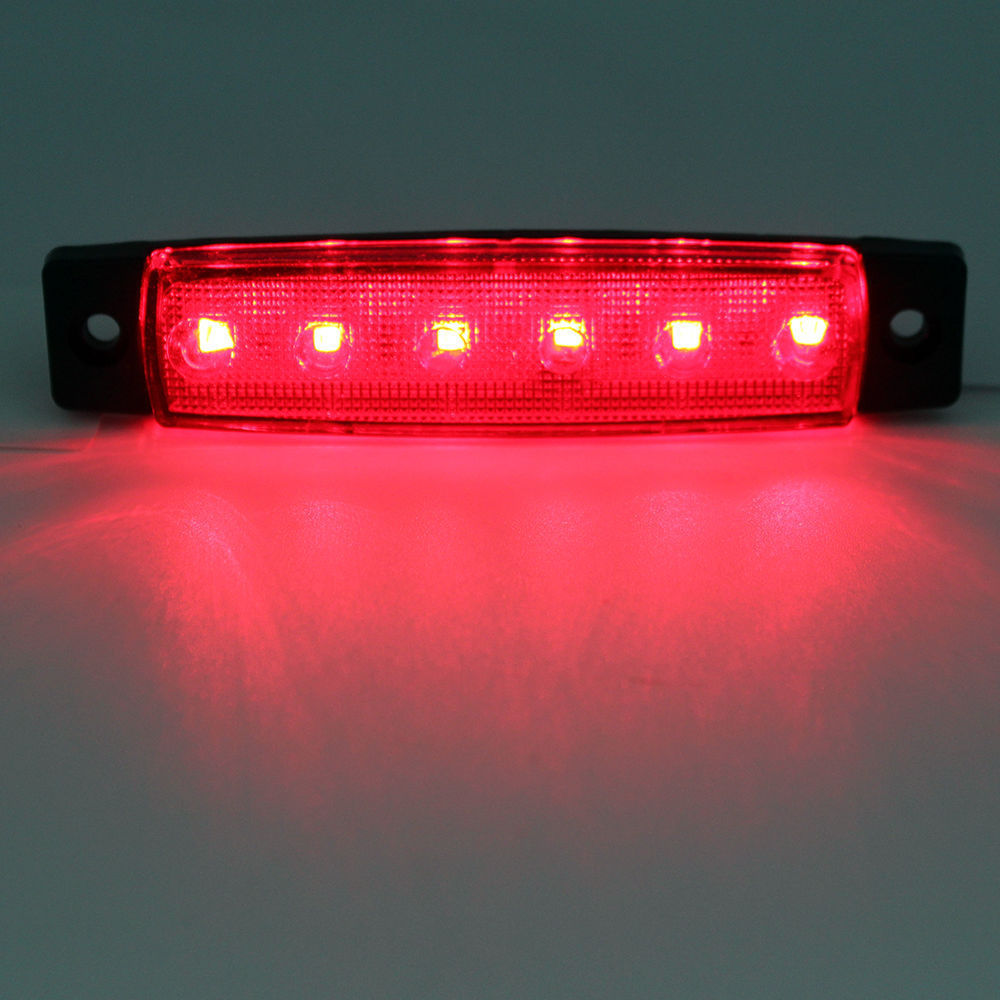 Светодиоден Маркер, габарит, токос, рибки, рибка, светлина със 6 LED за камион, бус, ван, ремарке, каравана, платформа, 12V червен