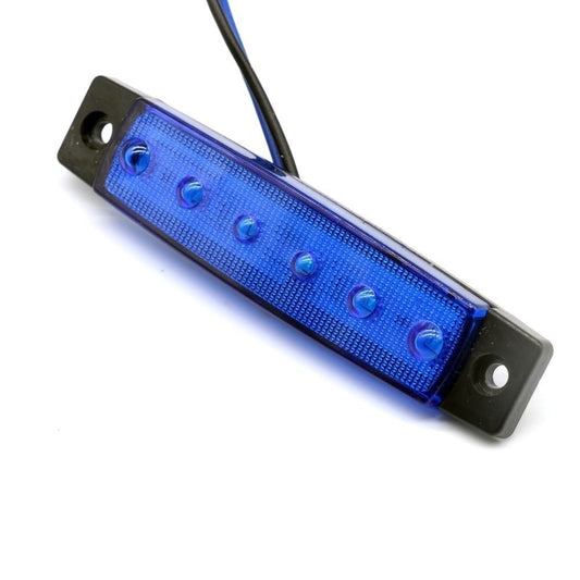 Светодиоден Маркер, габарит, токос, рибки, рибка, светлина със 6 LED за камион, бус, ван, ремарке, каравана, платформа, 24V син, сини
