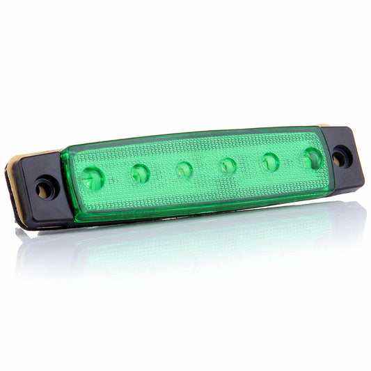Светодиоден Маркер, габарит, токос, рибки, рибка, светлина със 6 LED за камион, бус, ван, ремарке, каравана, платформа, 12V зелен, зелени