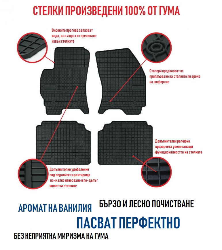 Комплект Гумени Стелки за Мерцедес Вито Mercedes Vito 2/3M 2003-2014