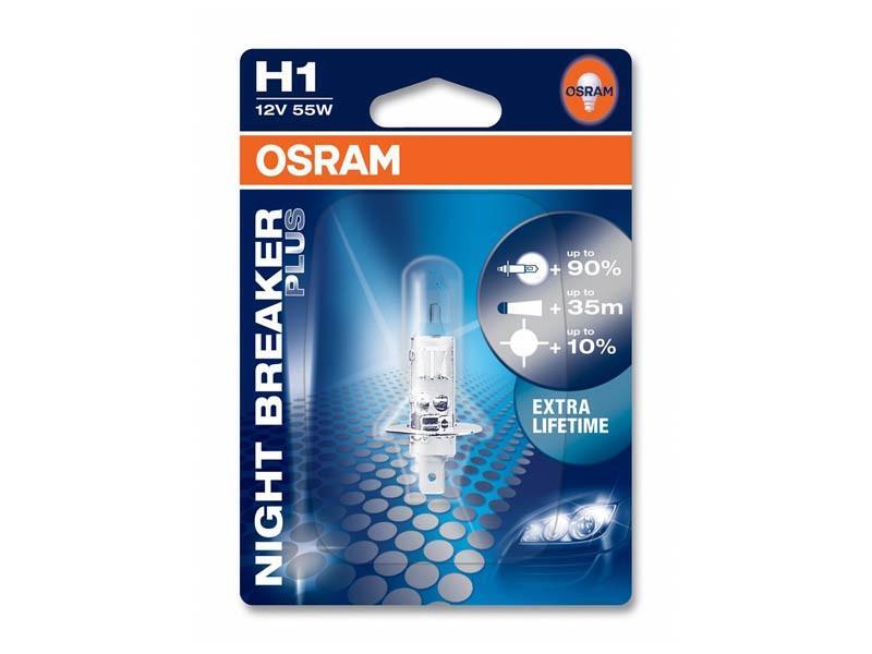 1бр. Халогенна крушка Osram H1 Night Breaker Plus 12V, 55W, P14.5s