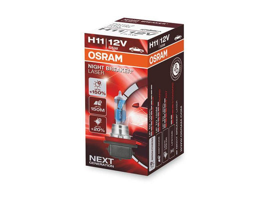 1бр. Халогенна крушка Osram H11 Night Breaker Laser +150% 12V, 55W, PGJ19-2, 1350lm