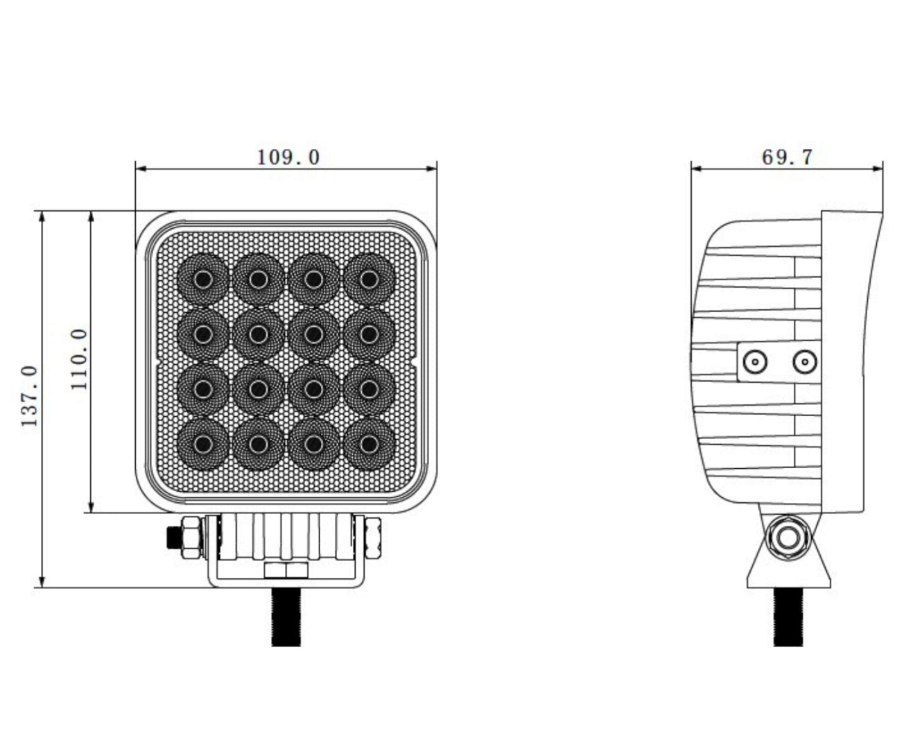 11 См Квадратен 48W Супер Мощен PRO Led Диоден Халоген Led Лампа Прожектор 12V 24V