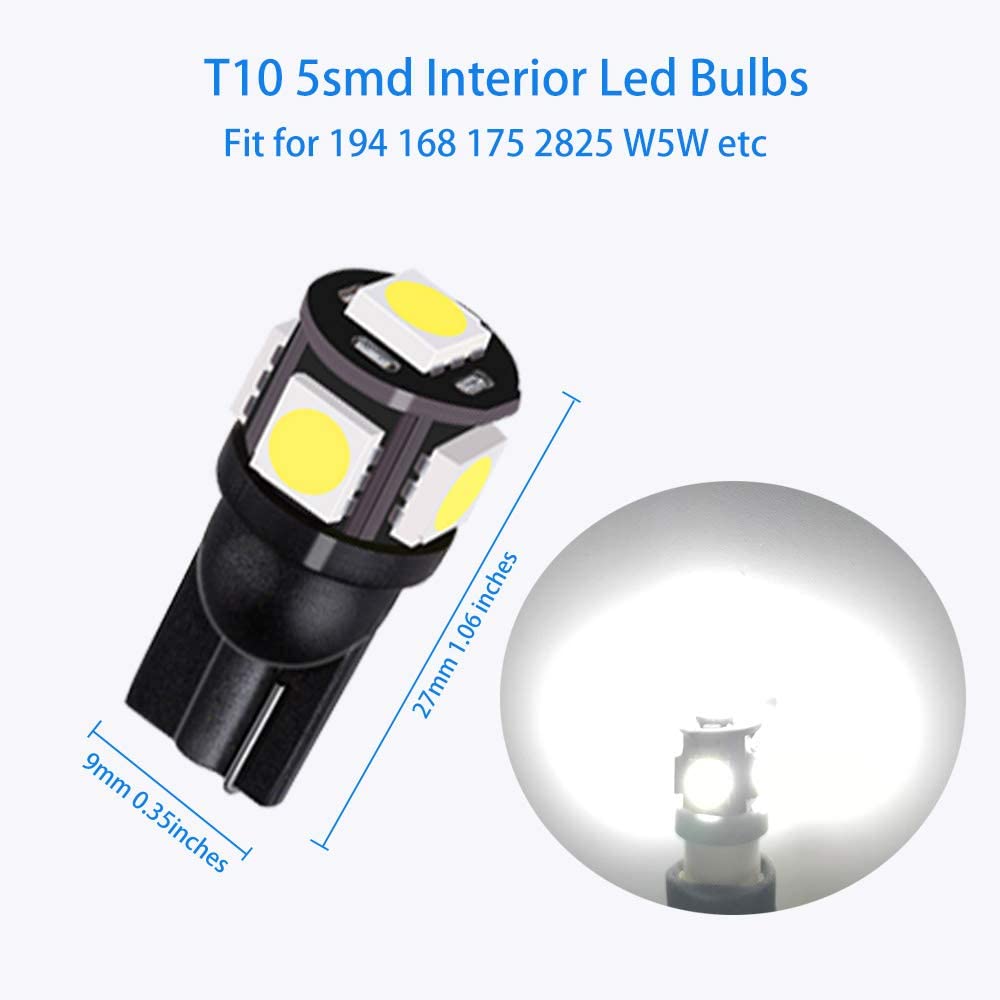 LED  Диодни Крушки За Габарит, Т10 W5W, 5 SMD, 12V, Бяла Светлина