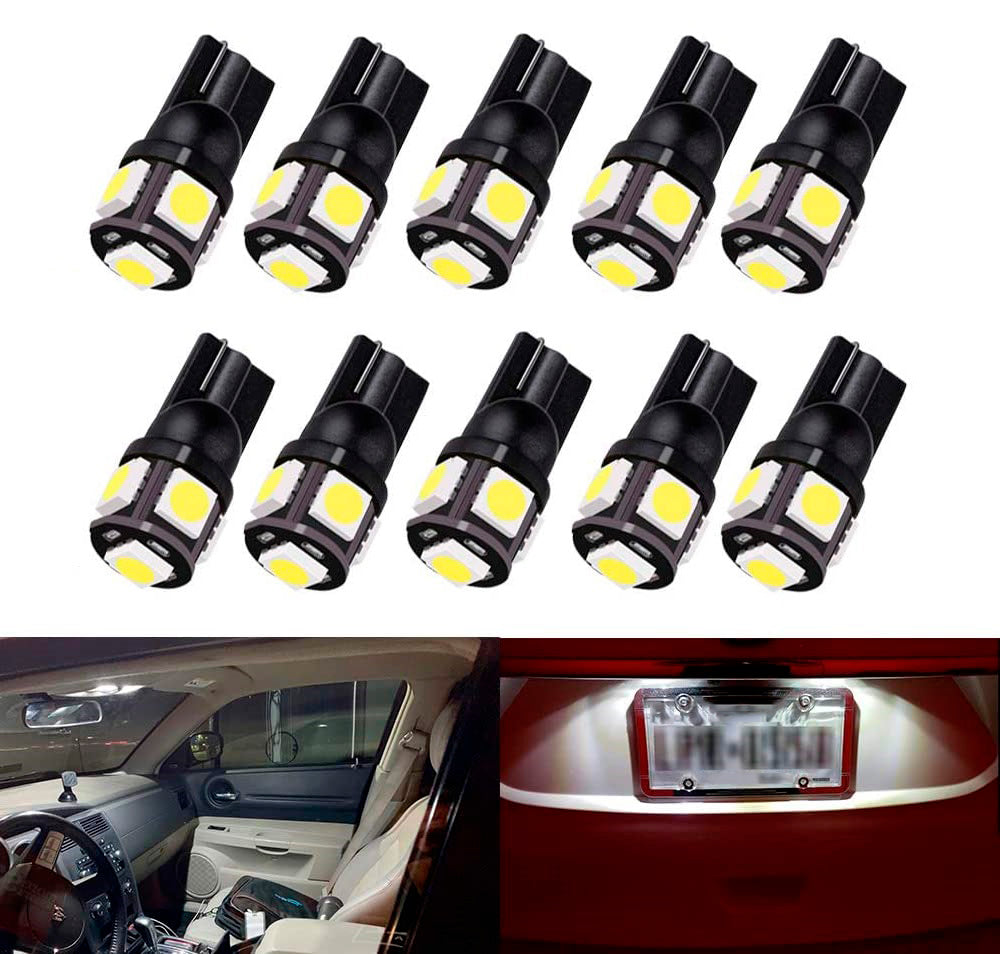 LED  Диодни Крушки За Габарит, Т10 W5W, 5 SMD, 12V, Бяла Светлина