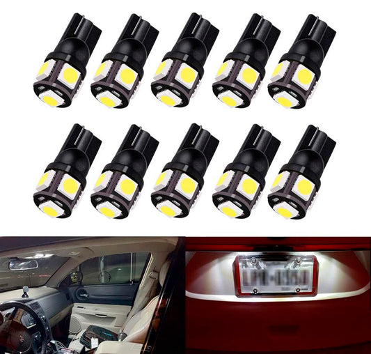 LED  Диодни Крушки За Габарит, Т10 W5W, 5 SMD, 12V, Бяла Светлина