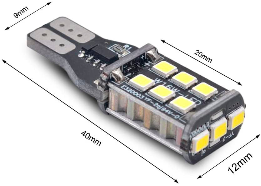 LED  Крушки За Габарит, 15 SMD, Т10 W5W, Canbus, 12V, Бяла Светлина