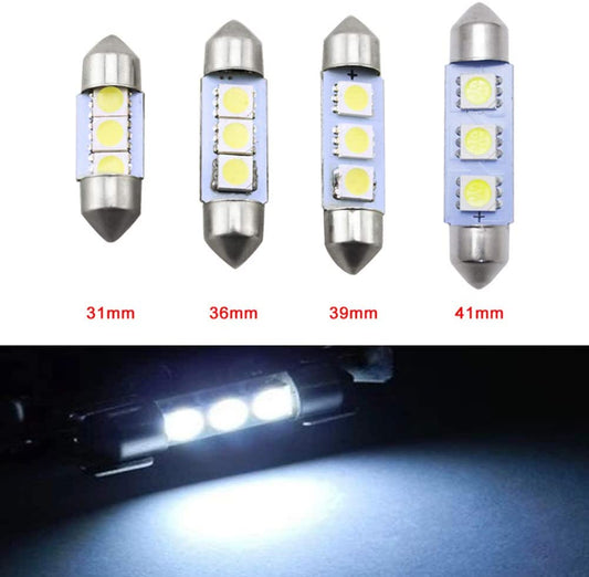 LED  Диодни Крушки, C5W, 3 Smd, 41mm, 12V, Бяла Светлина