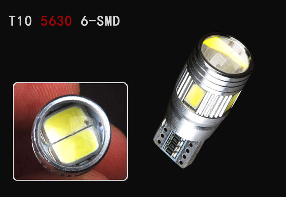 Led Крушки За Габарит, Т10 W5W LED 6 SMD, Canbus, 12V, Бяла Светлина