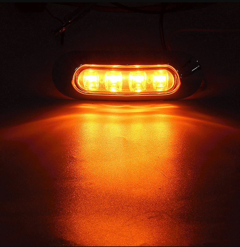 4 LED Светодиоден Габарит, Маркер, Оранжев, Жълт, Хромирана рамка, 24V