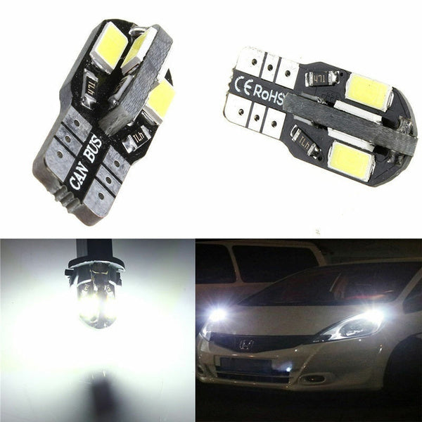 Led Крушки За Габарит, Т10 W5W LED 8 SMD 5730, Canbus, 12V, Бяла Светлина, Error free , Без грешки