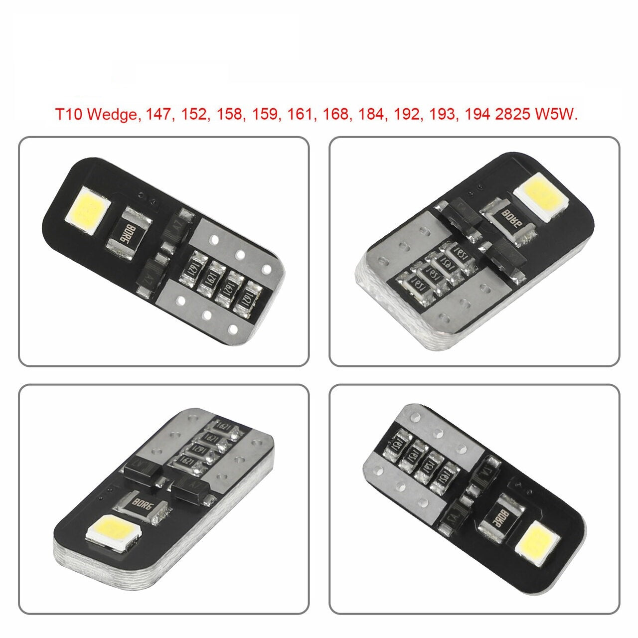 Led Крушки За Габарит, Т10 W5W LED 2 SMD, 12V, Canbus, Бяла Светлина