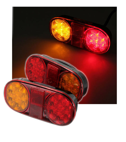 Комплект 2 броя LED  Диодни Стопове, 12V, 160мм x 80мм, За Камион, Ремарке, Бус, Каравана, Кемпер, Е-Mark