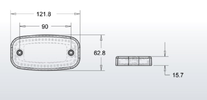 LED Светодиоден Габарит, 122mm x 63mm, Оранжев, Жълт, Неон Ефект, Три Функции,12V-24V