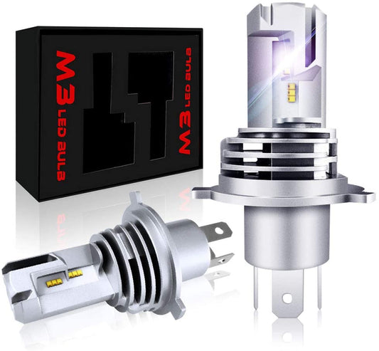 Комплект Умалени Мини LED Диодни Крушки М3 H4 Х4 12V 24V 50W 5000lm за Трактори Мотоциклети Мотори Автомобили