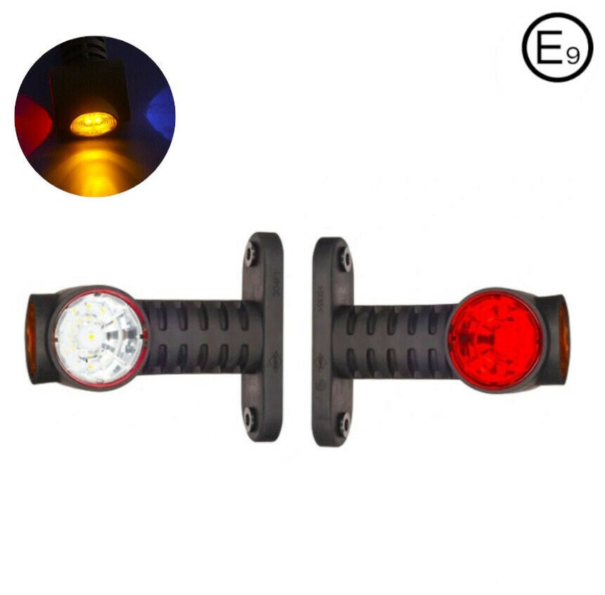12см LED  Габарит, Рогче, 12V-24V, 3 SMD Диода, Тройна Функция, Червена, Бяла, Жълта Светлина, 3D Светлинен Ефект