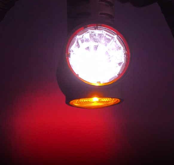 Комплект 2 броя LED  Габарит, Рогче, 12.5см, 12V-24V, 3 SMD Диода, Тройна Функция, Червена, Бяла, Жълта Светлина, 3D Светлинен Ефект