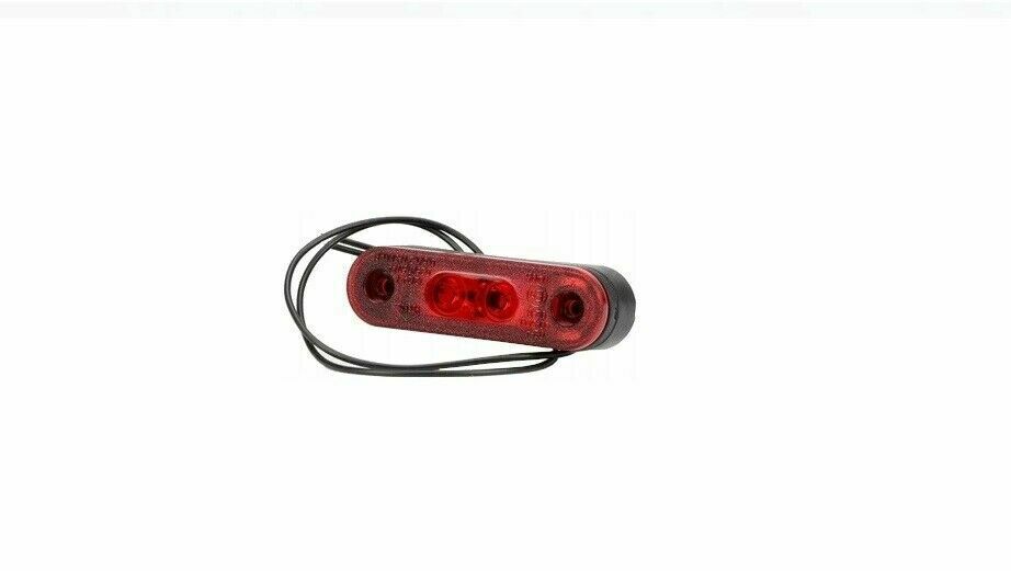 LED Светодиоден Габарит, Маркер, Токос, Червен, Овален, Е-Mark, 3 LED, 12V-24V, 8 см