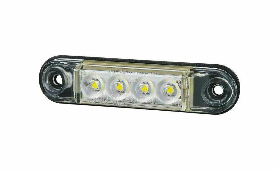 LED Светодиоден Габарит, Маркер, Токос, Бял, Овален, Е-Mark, 4 LED, 12V-24V, 8 см