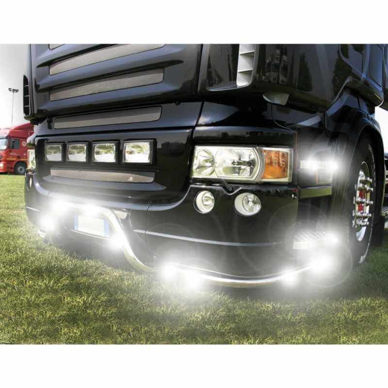 LED Светодиоден Габарит, Маркер, Токос, Бял, Овален, Е-Mark, 4 LED, 12V-24V, 8 см
