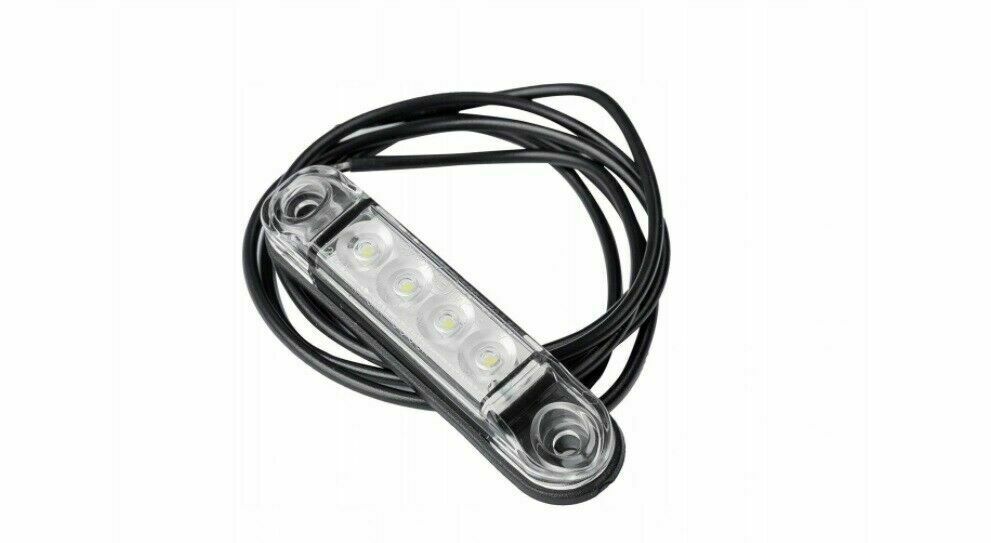LED Светодиоден Габарит, Маркер, Токос, Бял, Овален, Е-Mark, 4 LED, 12V-24V, 8 см