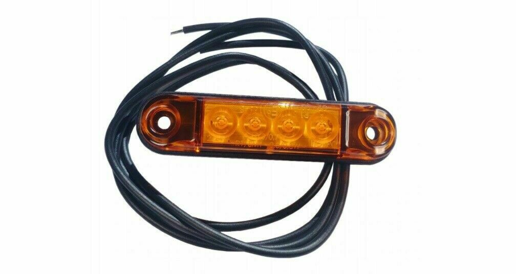LED Светодиоден Габарит, Маркер, Токос, Жълт, Оранжев, Овален, Е-Mark, 4 LED, 12V-24V, 8 см