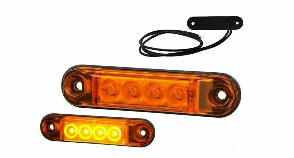 LED Светодиоден Габарит, Маркер, Токос, Жълт, Оранжев, Овален, Е-Mark, 4 LED, 12V-24V, 8 см