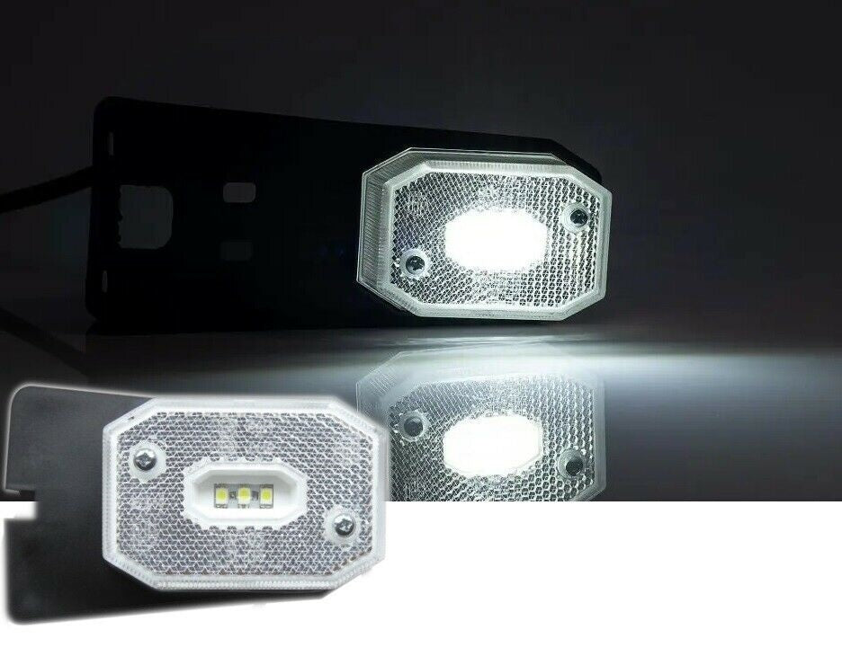 LED  Габарит със Стойка, Рефлектор, Бяла Светлина, Маркер, Токос, 12V - 24V, E-Mark E9, За Каравана, Кемпер и др.