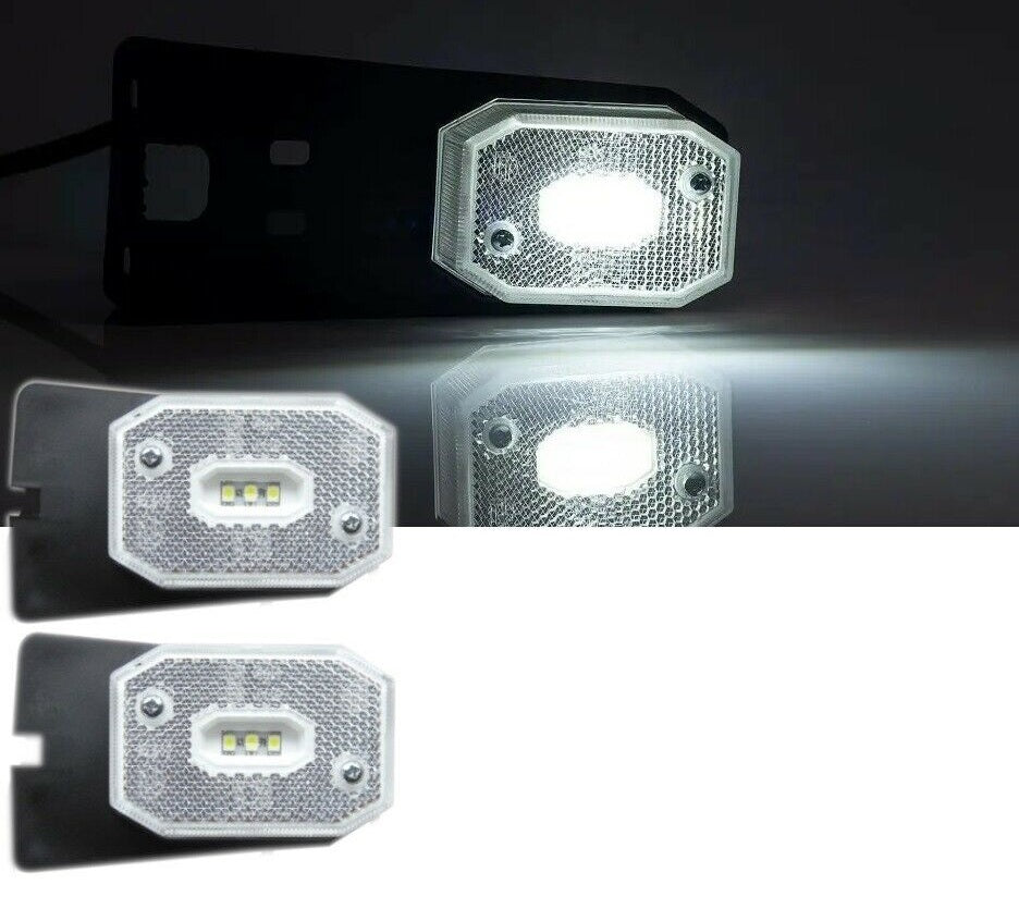 2 Броя LED  Габарит със Стойка, Рефлектор, Бяла Светлина, Маркер, Токос, 12V - 24V, E-Mark E9, За Каравана, Кемпер и др.