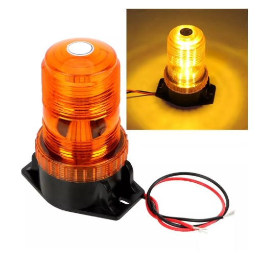 LED  Сигнална Аварийна Лампа Маяк Буркан 130mm x 74mm, 12V - 24V, 30 SMD Диода За Трактор, Електрокар, Мотокар, Селскостопански Машини и др.