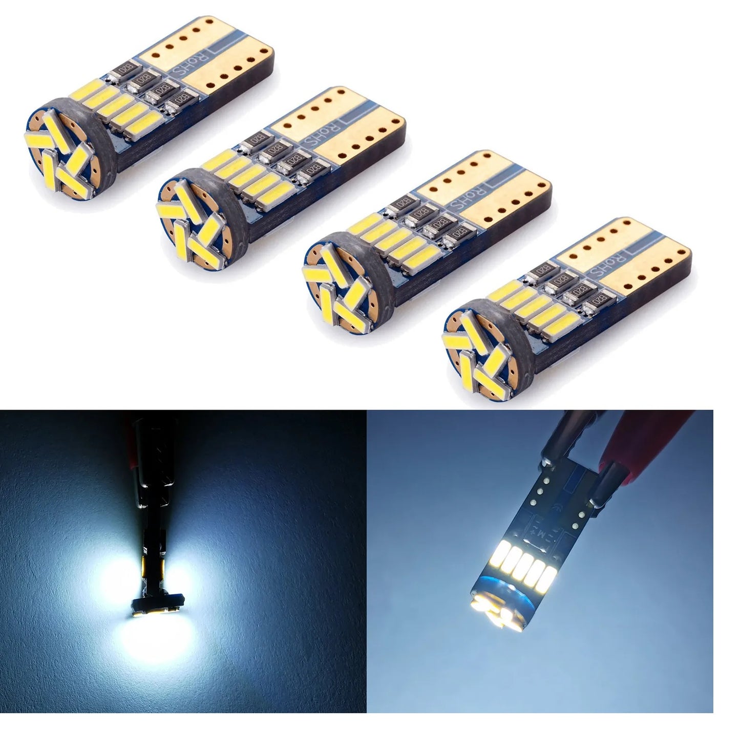 Комплект от 2 броя T10 Led крушки 15 SMD светодиода W5W 12V бяла светлина в блистер