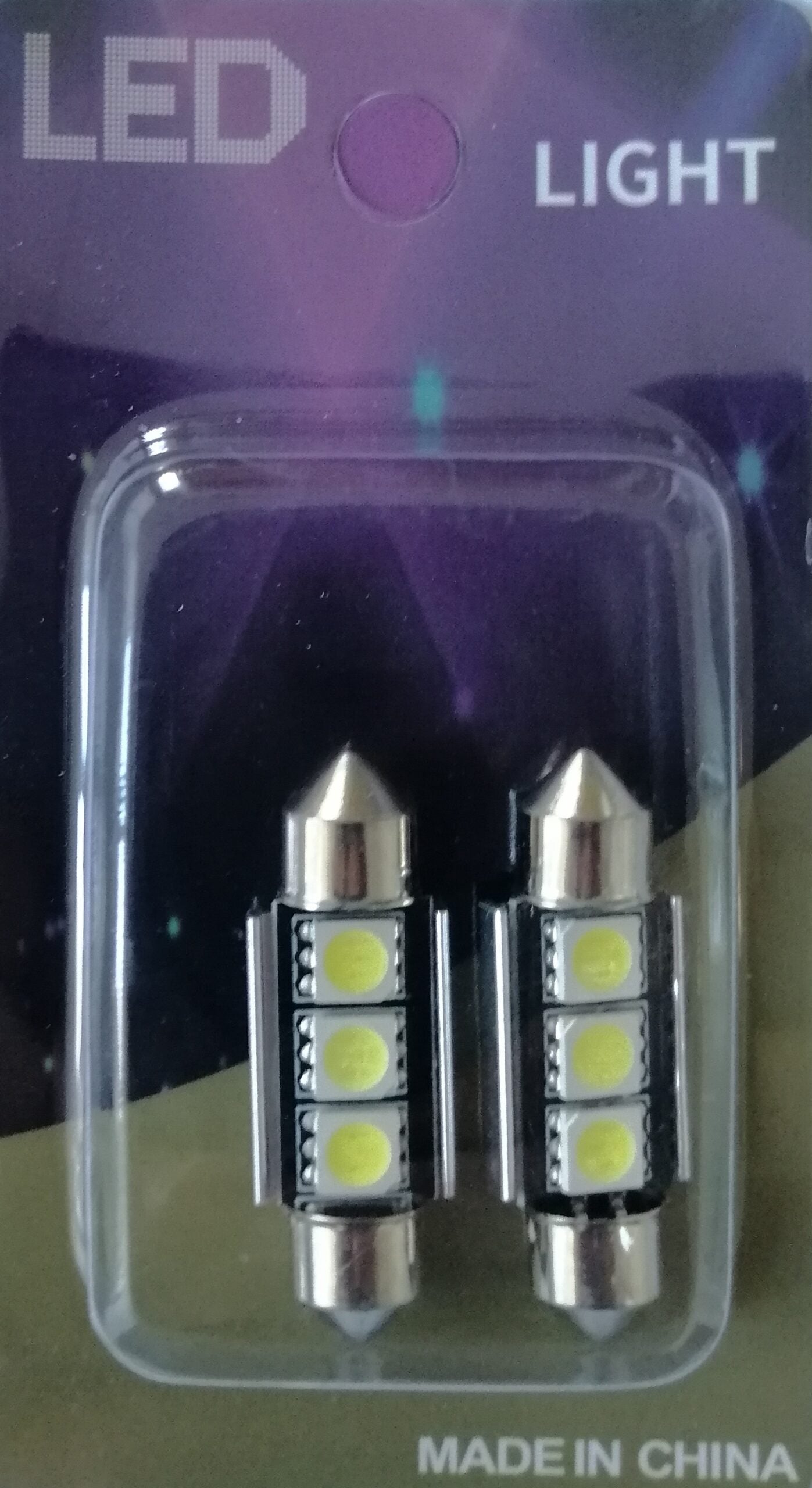 Комплект от 2 броя LED  Диодни Крушки 3 SMD 5050 36мм 12V Бяла Светлина Canbus Error Free Bez Грешки в блистер