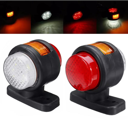 Комплект от 2 броя LED светодиодни габарити токоси рогче рогчета 24V с три светлини бяла-жълта-червена