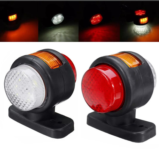 Комплект от 2 броя LED светодиодни габарити токоси рогче рогчета 24V с три светлини бяла-жълта-червена