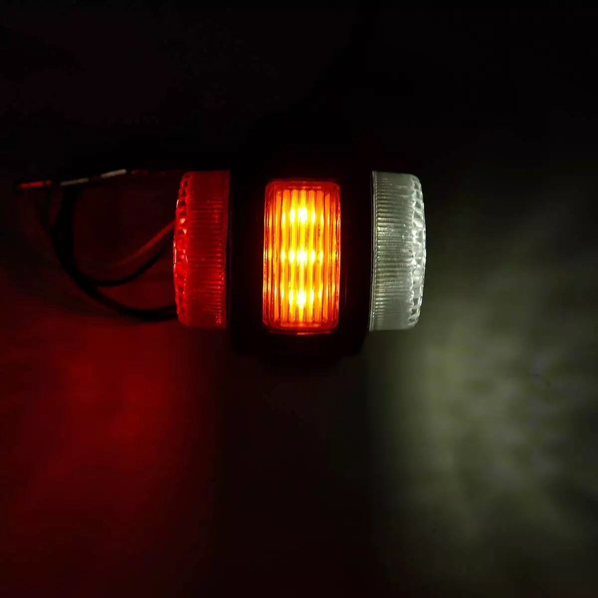Комплект от 2 броя LED светодиодни габарити токоси рогче рогчета 24V с три светлини бяла-жълта-червена