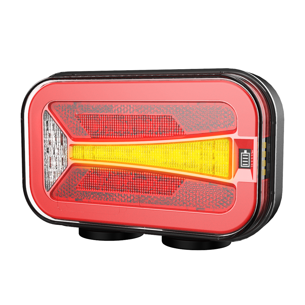 Комплект Безжични Преносими Диодни LED Стопове Wireless с Магнит Неон Neon Ефект 12-24V 165mm х 100mm x 39.5 mm за Ремарке Каравана Платформа и др.