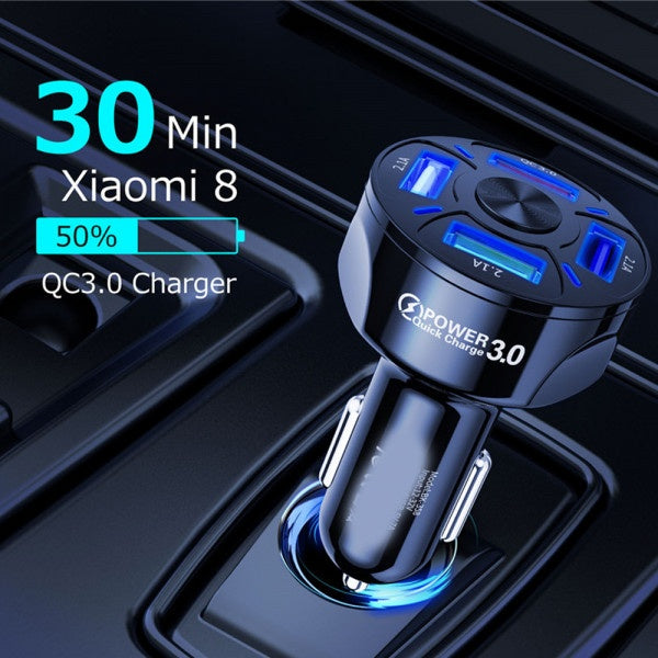 Универсално USB зарядно с 4 порта 12V-24V Quick Charge 3