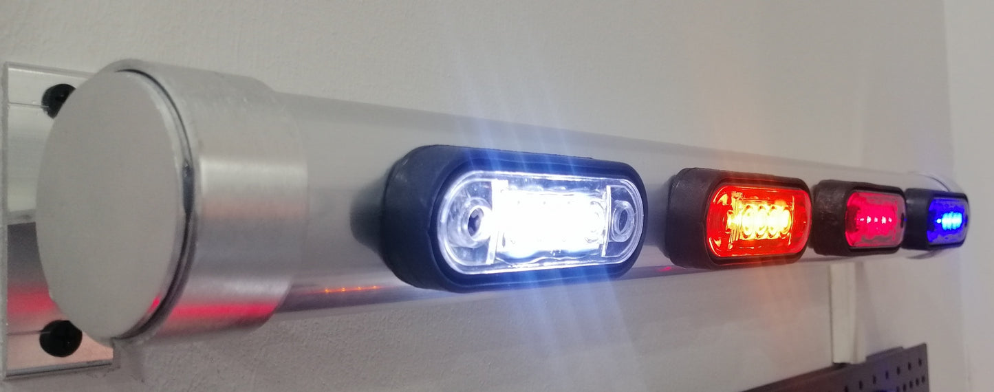 LED Диоден Маркер Габарит Токос Син 12V-24V Светлина За Камион Бус Ван Ремарке Каравана С Извит Гръб за Директен Монтаж на Ролбар Булбар