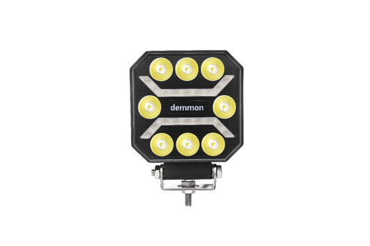 Универсална мощна LED диодна лампа халоген бяла светлина 27W 12V - 24V за камион трактор ролбар АТВ джип земеделски и селскостопански машини и др. 110 x 110 x 37 mm E-mark E9