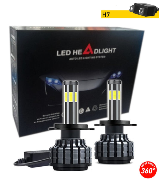 Комплект 360° градуса COB LED диодни крушки H7 Х7 12V 80W 16000 lm за фарове Canbus без грешки
