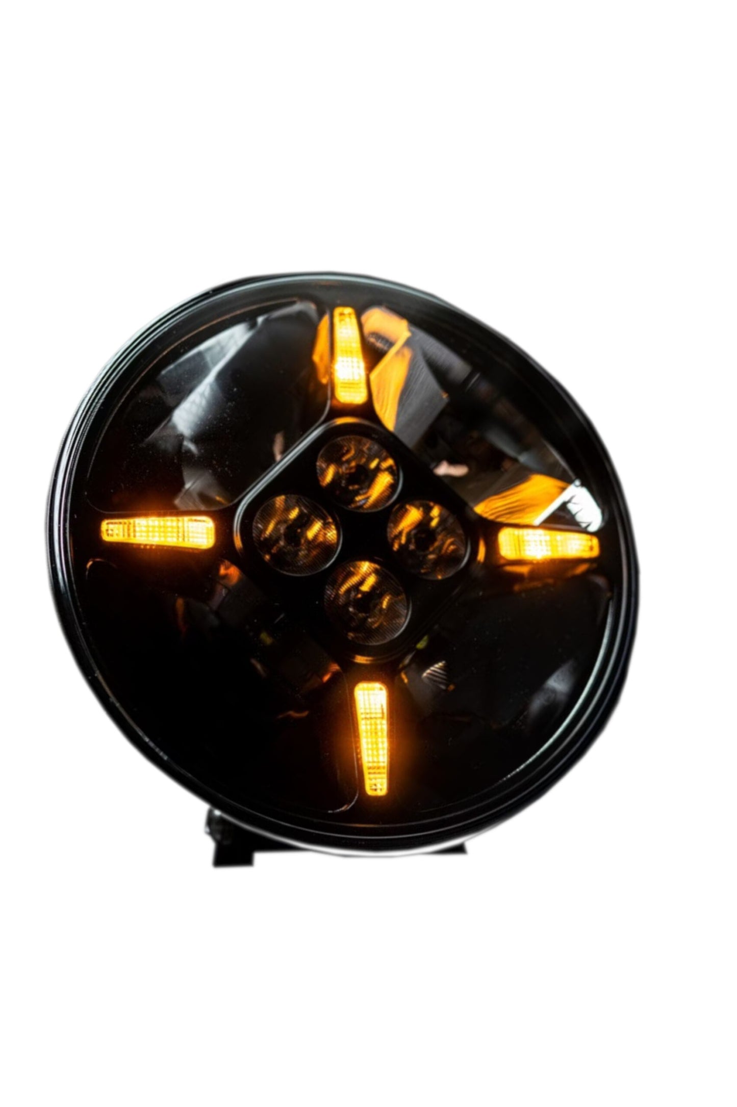 Комплект от 2 бр. LED Диодни Халогени, Фарове, с DRL, бяло-жълт цвят, Ø 218 мм, 12V-24V, 120W, За Джип, Камион, Трактор, Багер, Земеделски Машини и др.