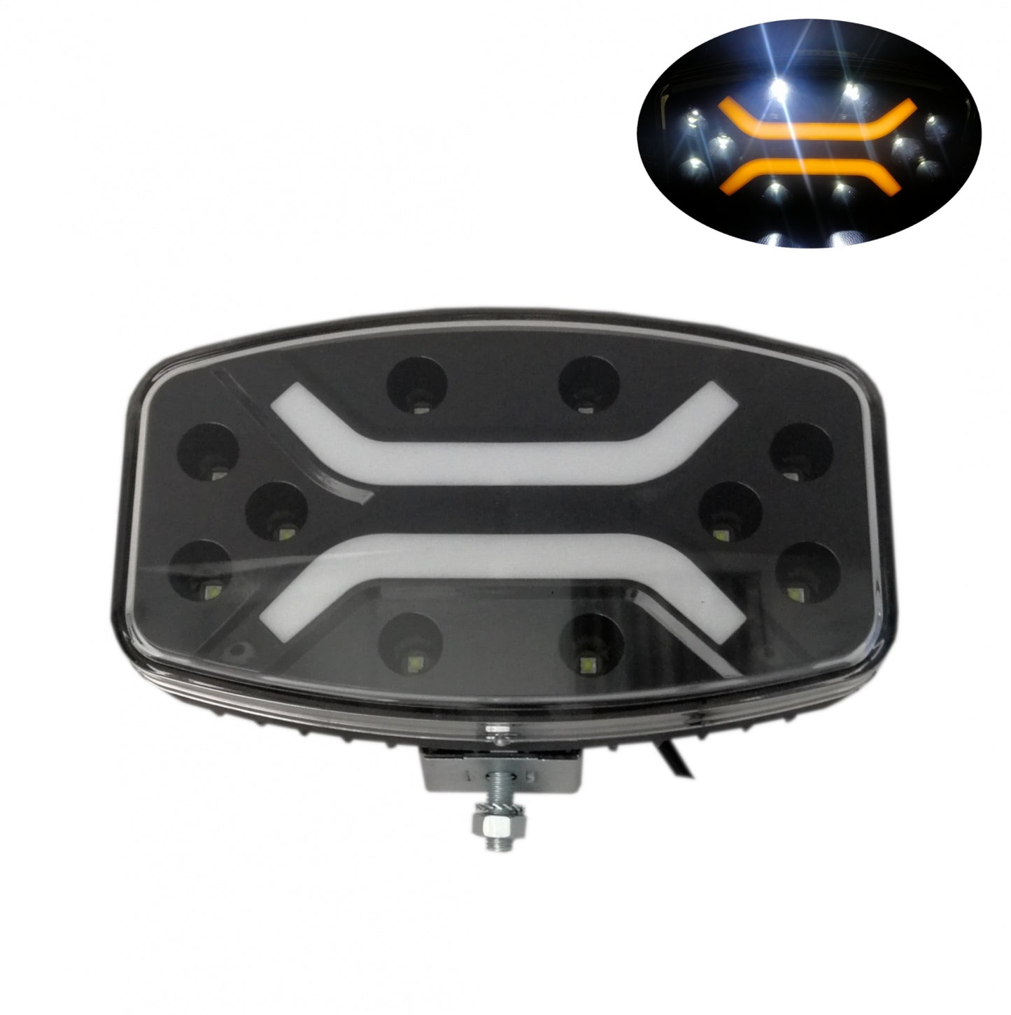 LED Високомощен диоден фар халоген лампа 12V - 24V бяло-жълто за АТВ джип камион трактор земеделски и селскостопански машини и др. 245 x 139 x 70 mm