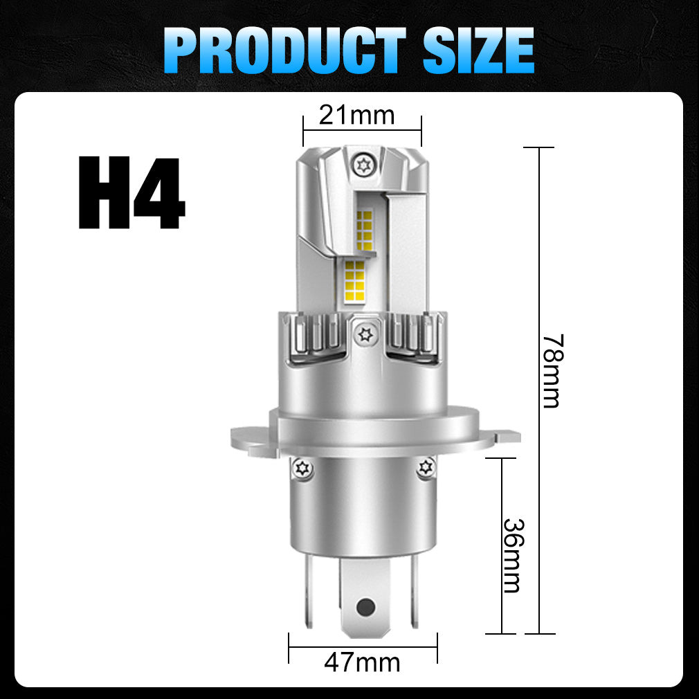 Комплект от 2 броя Умалени Мини LED Диодни Крушки E4P H4 Х4 12V 50W 15000lm за Автомобил Мотоциклет Трактор Камион Бус и др.