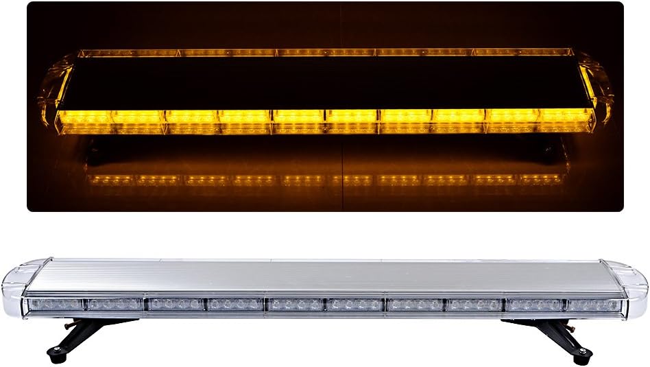 120 см 88 LED 88W мощна аварийна диодна сигнална лампа блиц 12-24V 15 режима на работа жълта оранжева светлина E-Mark Е9 за пътна помощ платформа снегорин багер и др.